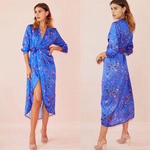 NEVER FULLY DRESSED Satin-Crepe Paloma Wrap Dress